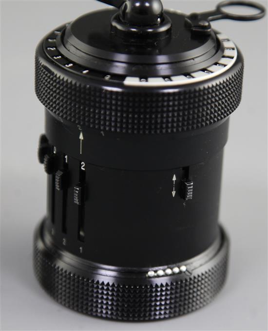 A Contina Ltd Curta Mechanical Calculator, calculator height 4.5in.